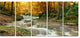 Forest Waterfall with Yellow Trees, Landscape Canvas Print, 60"x28", 5 Panels