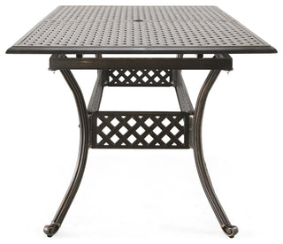 GDF Studio Ariel Outdoor 7 Pc Cast Aluminum Dining Set with Extension Leaf