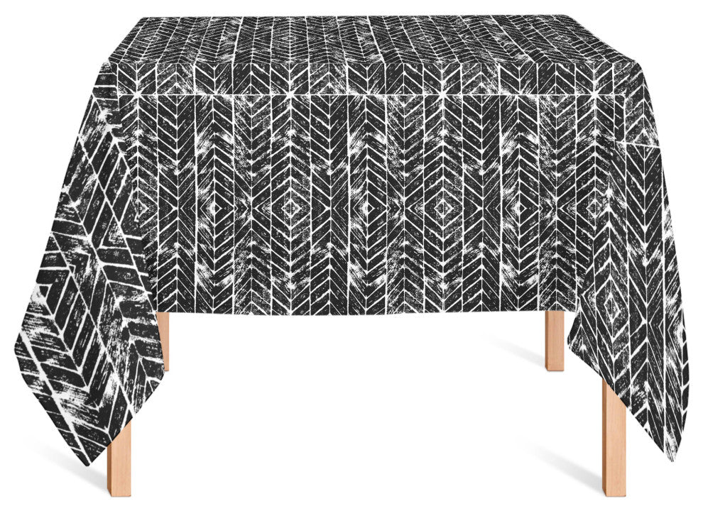 Distressed Chevron Black 58x58 Tablecloth
