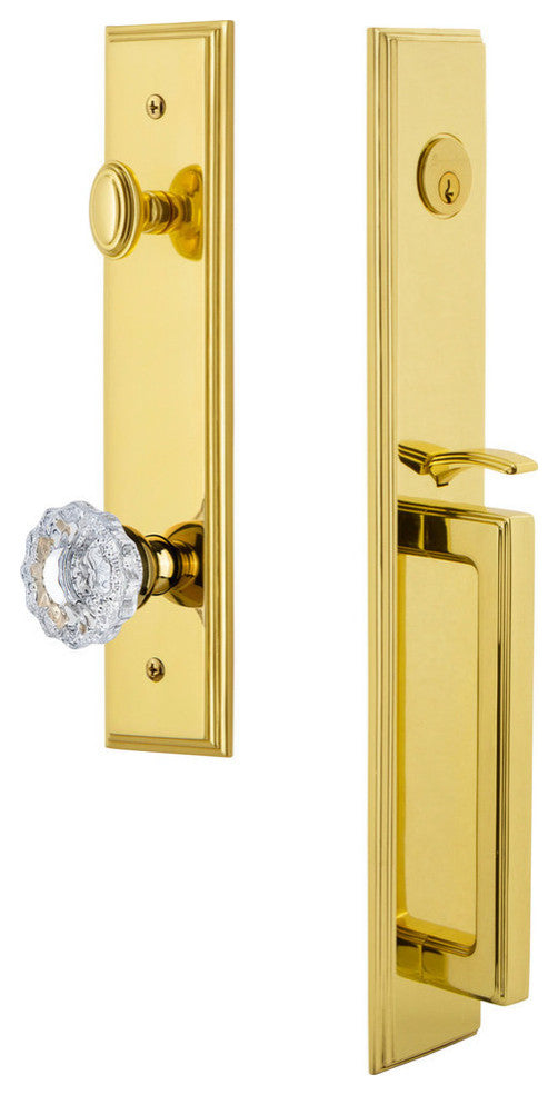 Carre' 1-Piece Dummy Handleset, D Grip and Versailles, Lifetime Brass, 849202