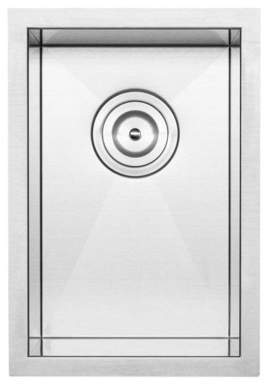 12" Zero Radius Undermount 16-Gauge Stainless Steel Kitchen and Bar Sink, Sink W