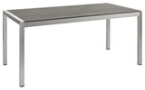 Shore Outdoor Patio Aluminum Dining Table, Silver Gray