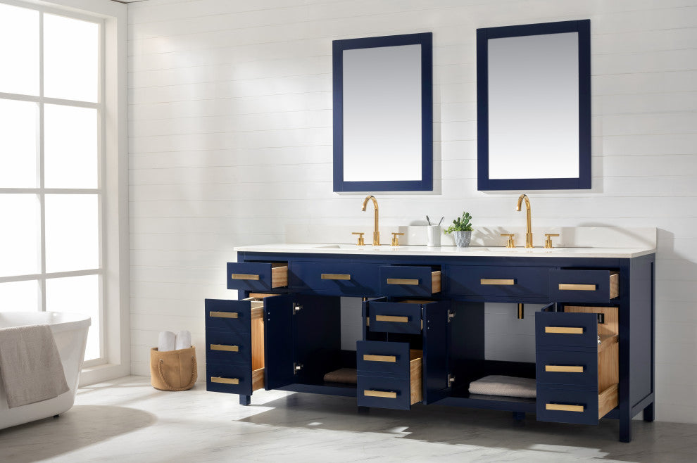 Design Element Valentino 84" Blue Double Rectangular Sink Vanity