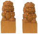 Chinese Pair Wood Carved Mini Foo Dogs Lions FengShui Figures Hws2382