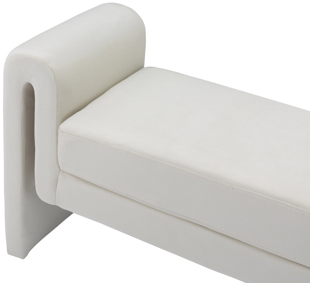 Sloan Velvet Upholstered Bench, Cream, 51" Wide