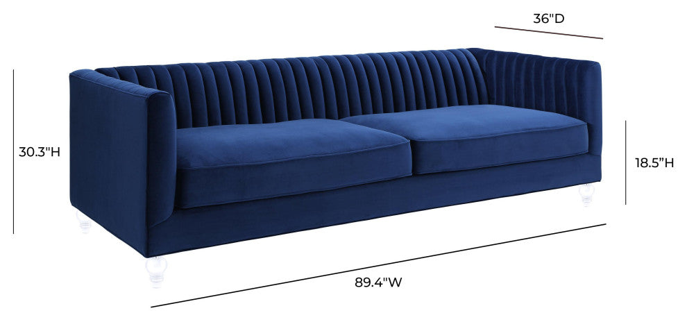 TOV Furniture Aviator Navy Velvet Sofa