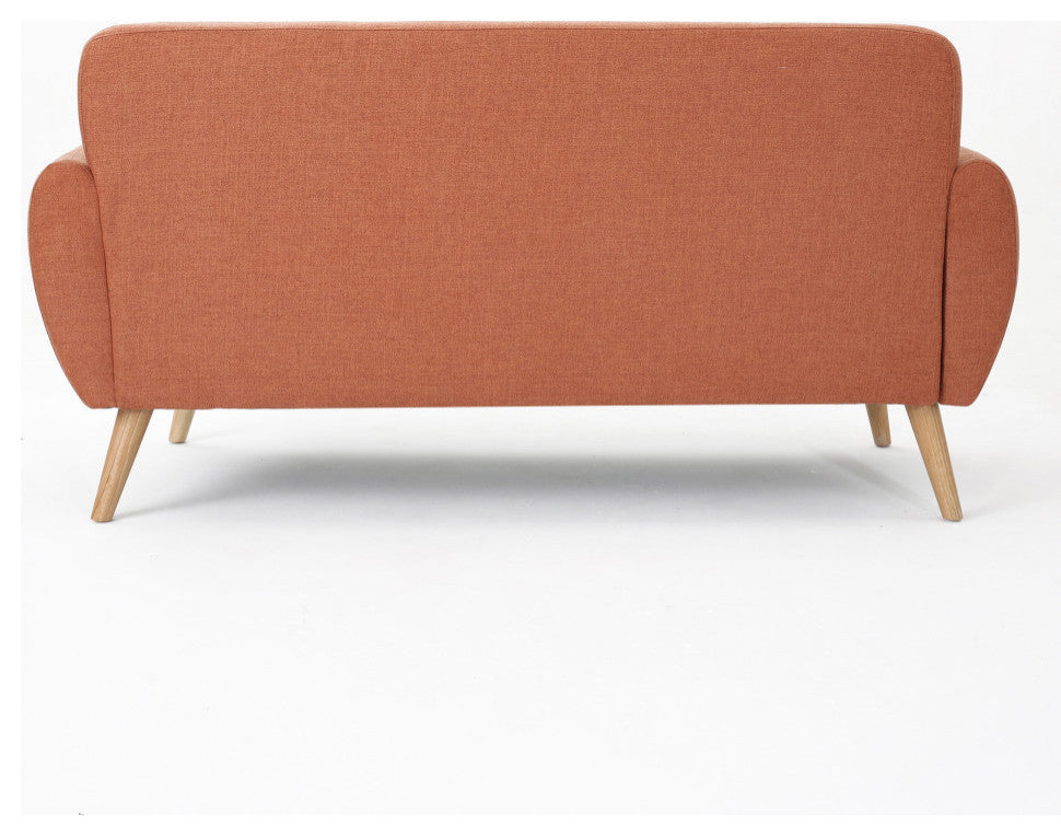 GDF Studio Eunice Petite Mid Century Modern Tufted Fabric Sofa, Burnt Orange