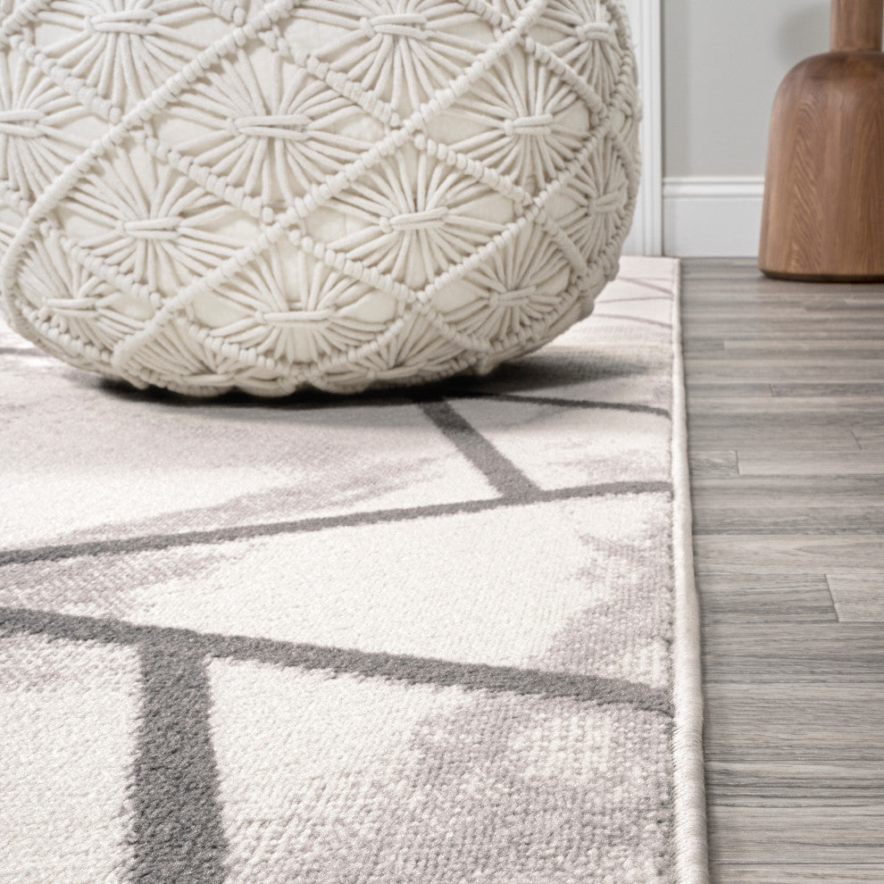 Patras Modern Geometric Marbled Ivory/Gray 3'x5' Area Rug