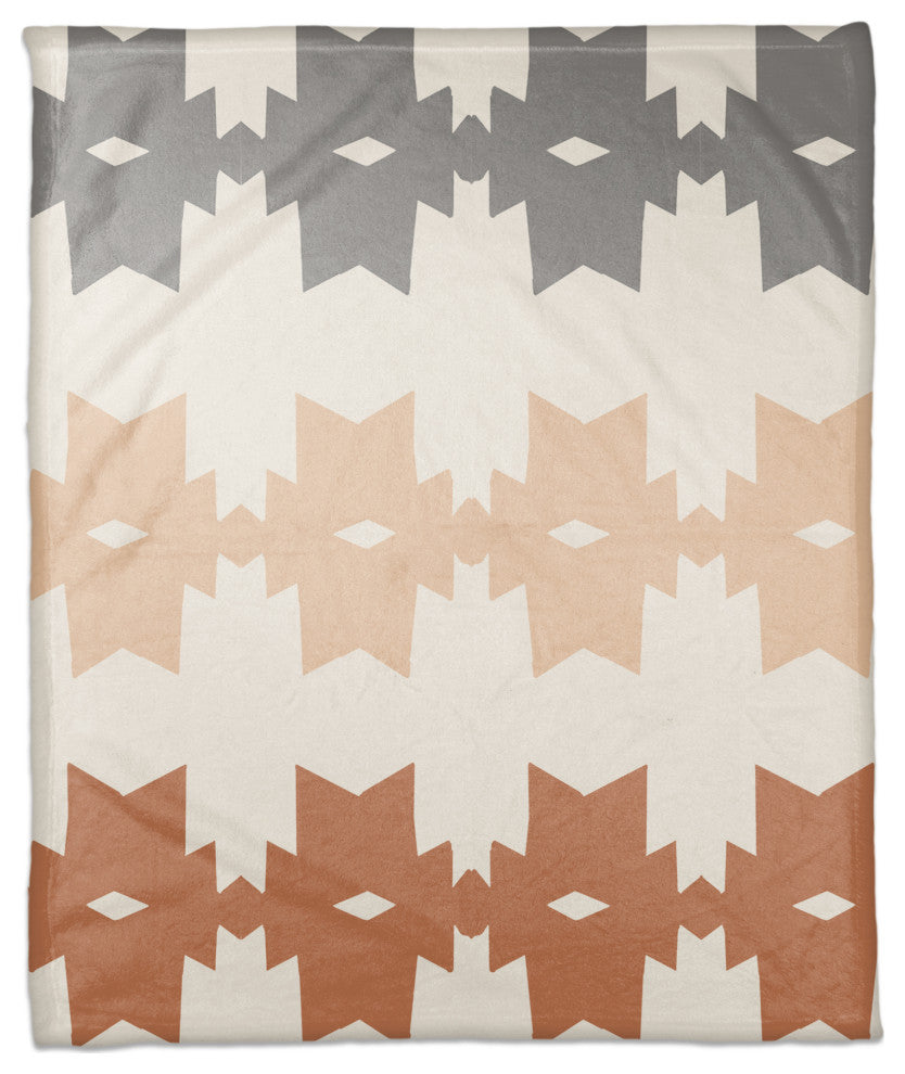 Southwest Style Rows 50x60 Coral Fleece Blanket