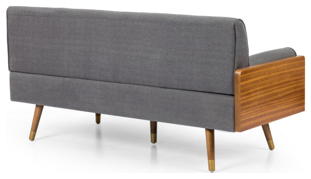 Haddie Fabric Chaise Sectional, Gray and Dark Walnut