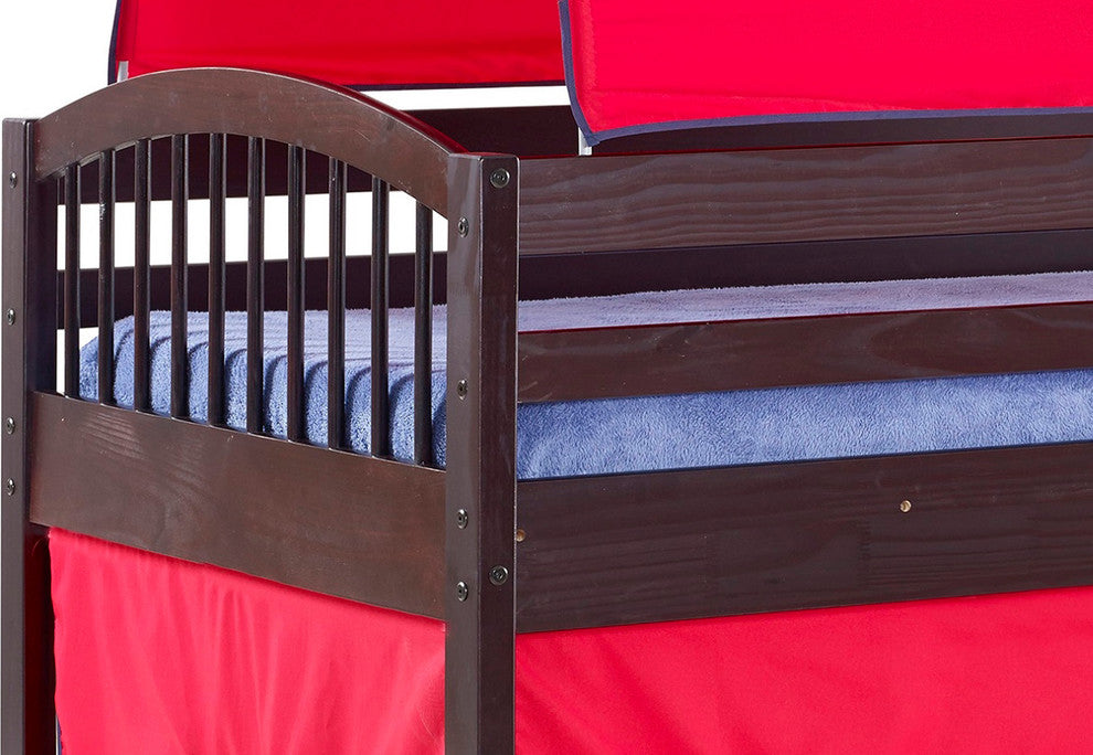 Addison Jr Loft Bed with Tent and playhouse, Espresso
