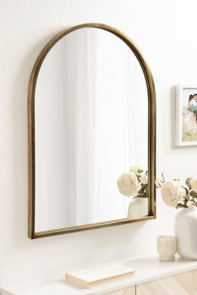 Rowla Arch Wall Mirror, Gold, 24"x32"