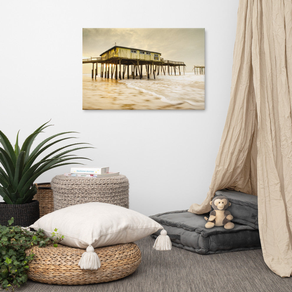 Vintage Abandoned Frisco Fishing Pier Canvas Wall Art Prints, 24" X 36"