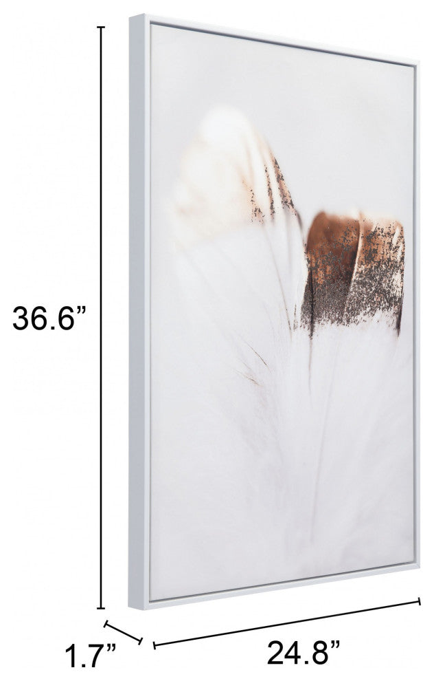 Gold and White Lone Feather Painting