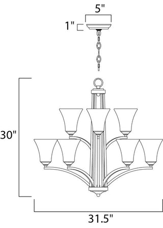 Maxim 20096FT Aurora 9 Light 32"W Chandelier - Oil Rubbed Bronze