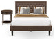 2 Pc Queen Set, 1 Bed Frame Brown, Headboard, 1 Wooden Nightstand, Black Legs
