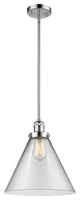 1-Light X-Large Cone 12" Pendant, Polished Chrome, Glass: Clear