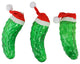 Set of 8 Musical LED Pickles With Santa Hats Battery Operated Lights, Cool White