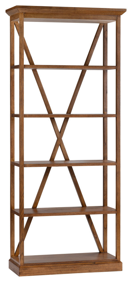 Four Shelf Etagere Bookcase, Warm Brown