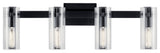 Jemsa 32" 4 Light Vanity With Clear Fluted Glass, Black