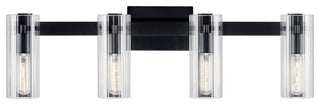 Jemsa 32" 4 Light Vanity With Clear Fluted Glass, Black