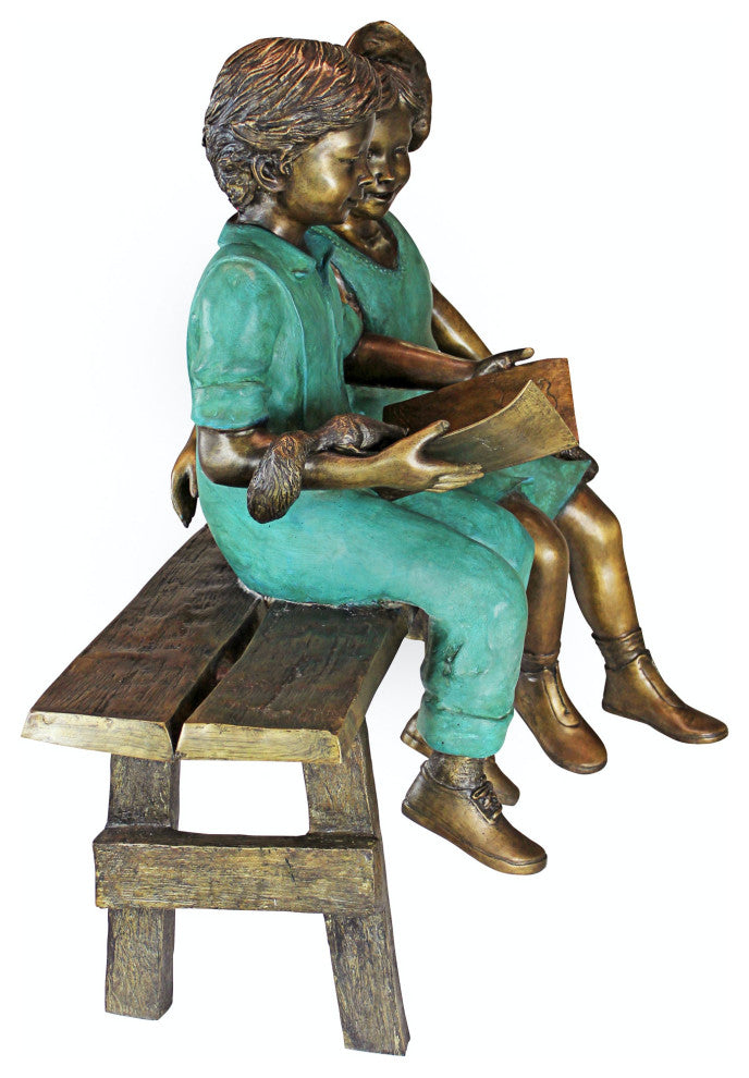 Read To Me Boy And Girl Bronze Statue