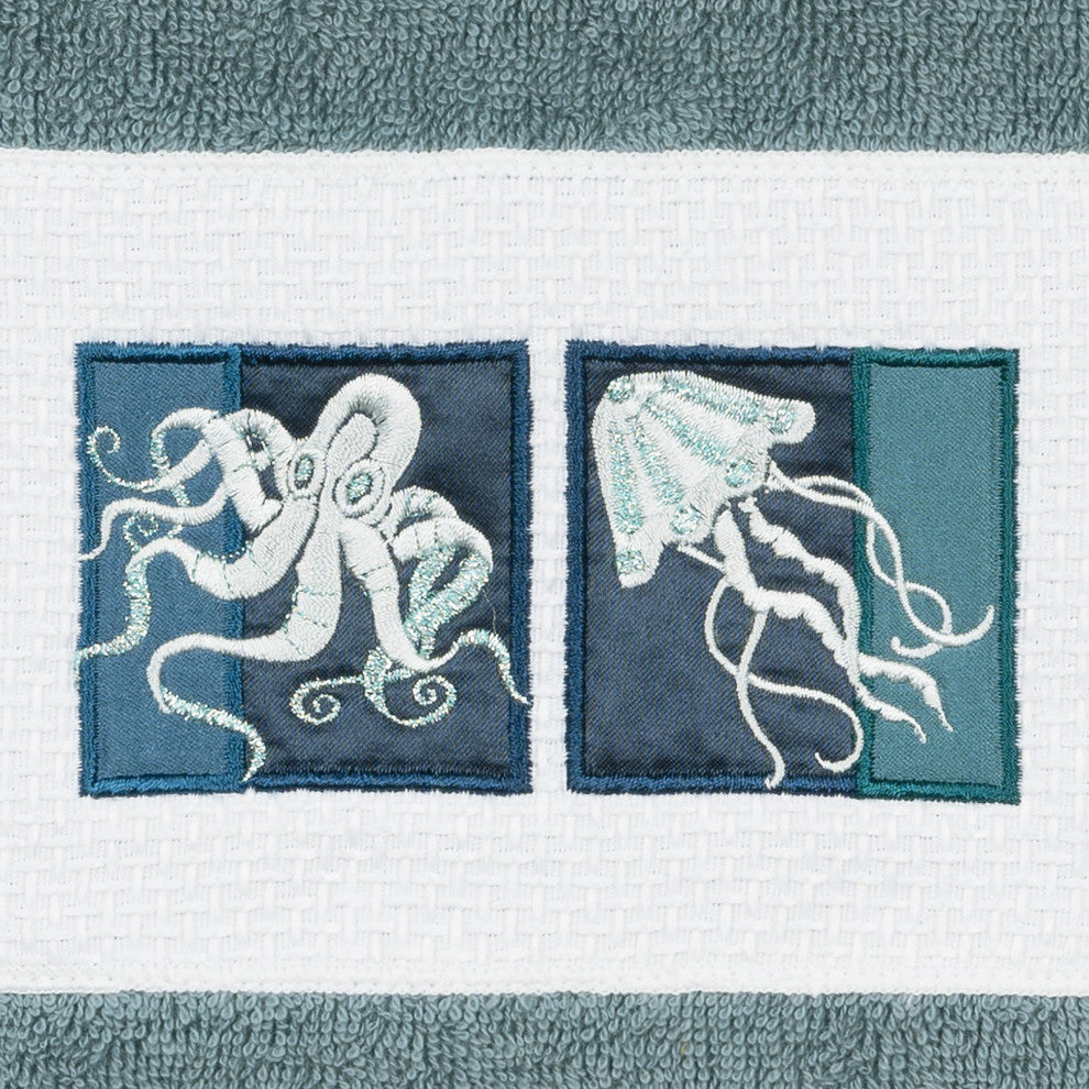 100% Turkish Cotton Ava Embellished Hand Towel, Teal