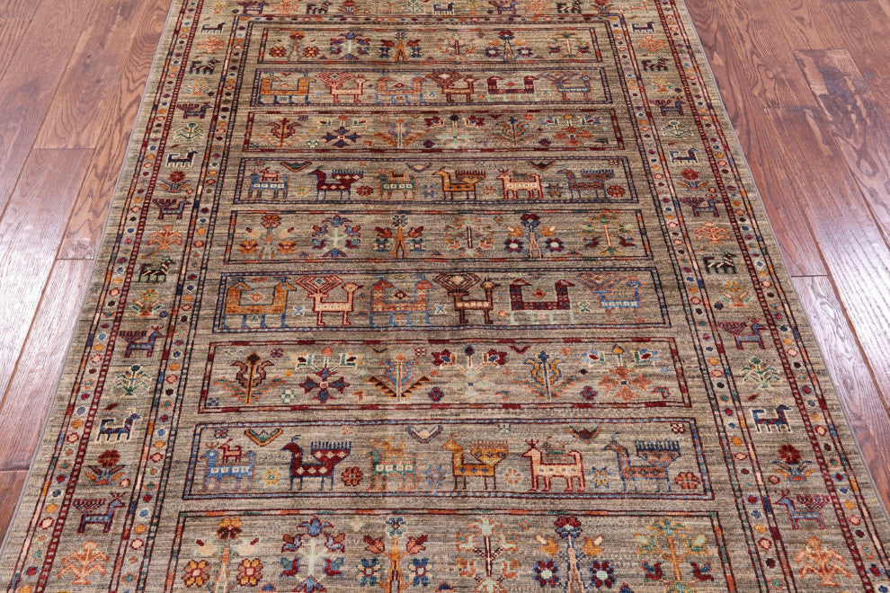 Handmade Persian Gabbeh Tribal Rug 4' 1" X 5' 11" - Q12513