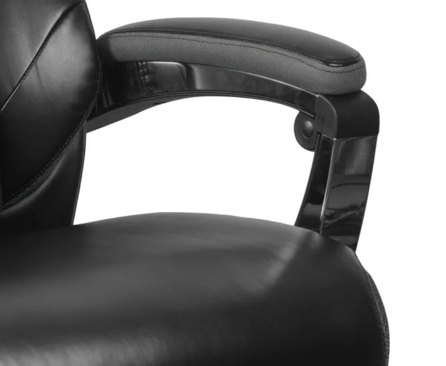 Contemporary Office Chair, Comfortable Faux Leather Seat & Padded Arms, Black
