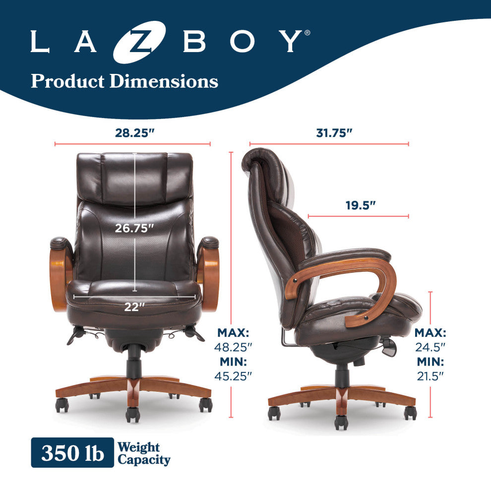 La-Z-Boy Big and Tall Trafford Executive Office Chair with AIR Lumbar Brown