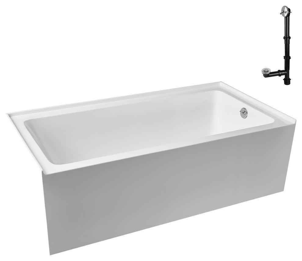 GA-306-14-CH 66"x32" Acrylic Alcove Bathtub, Polished Chrome Drain