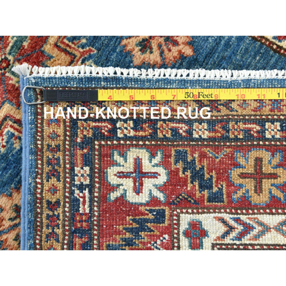 Denim Blue Afghan Super Kazak Natural Wool Hand Knotted XL Runner Rug 2'9"x40'6"