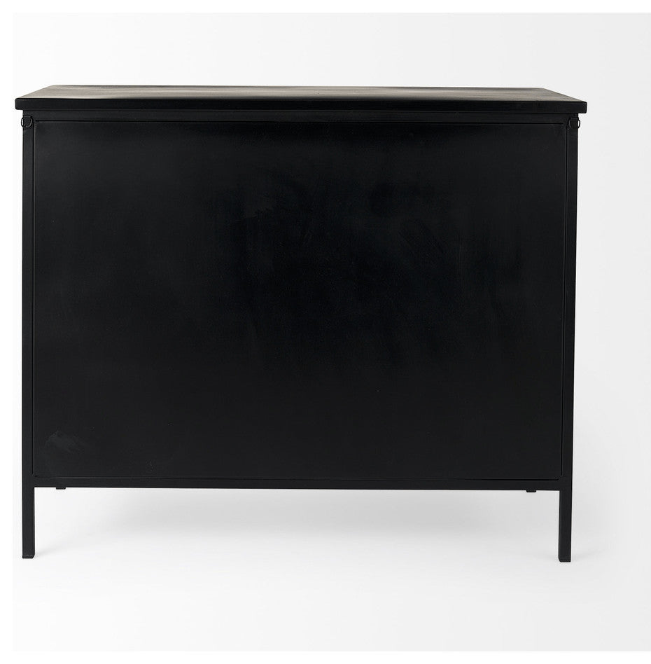 Slender Sleek Black Two Door Glass Cabinet