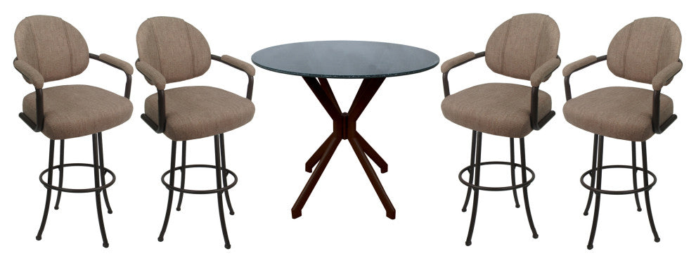 Swivel Counter Metal Pub Set - M-70 Stools 26" or 30", Basin Beige - Brown, 26", Crackle Glass