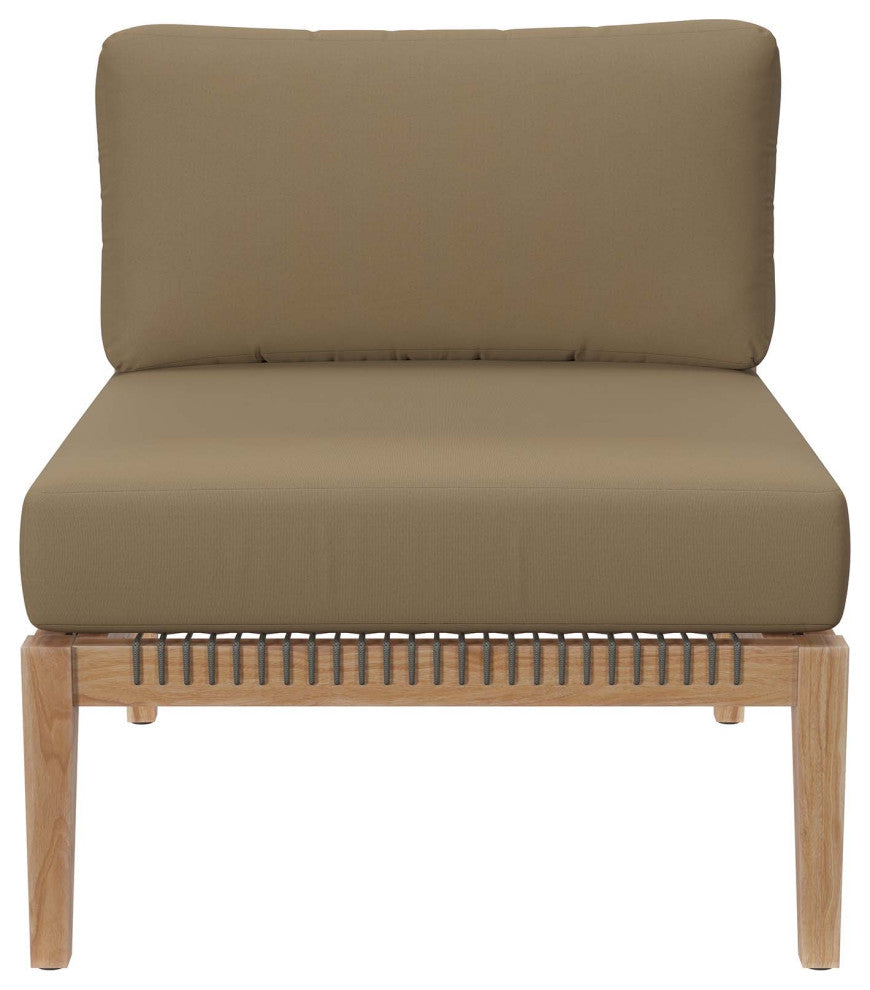 Clearwater Outdoor Patio Teak Wood 6-Piece Sectional Sofa, Gray Light Brown