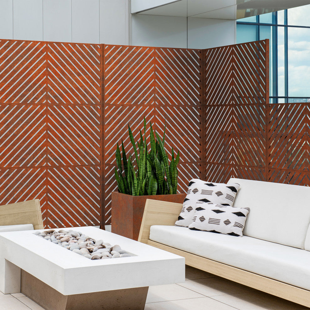 Alta Corten Steel Decorative Screen With Stand, Arrow