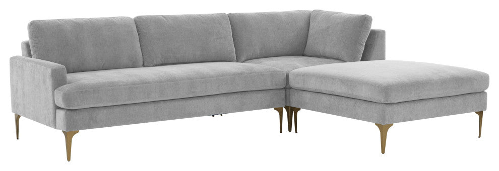 Serena Gray Velvet Right Arm Facing Chaise Sectional