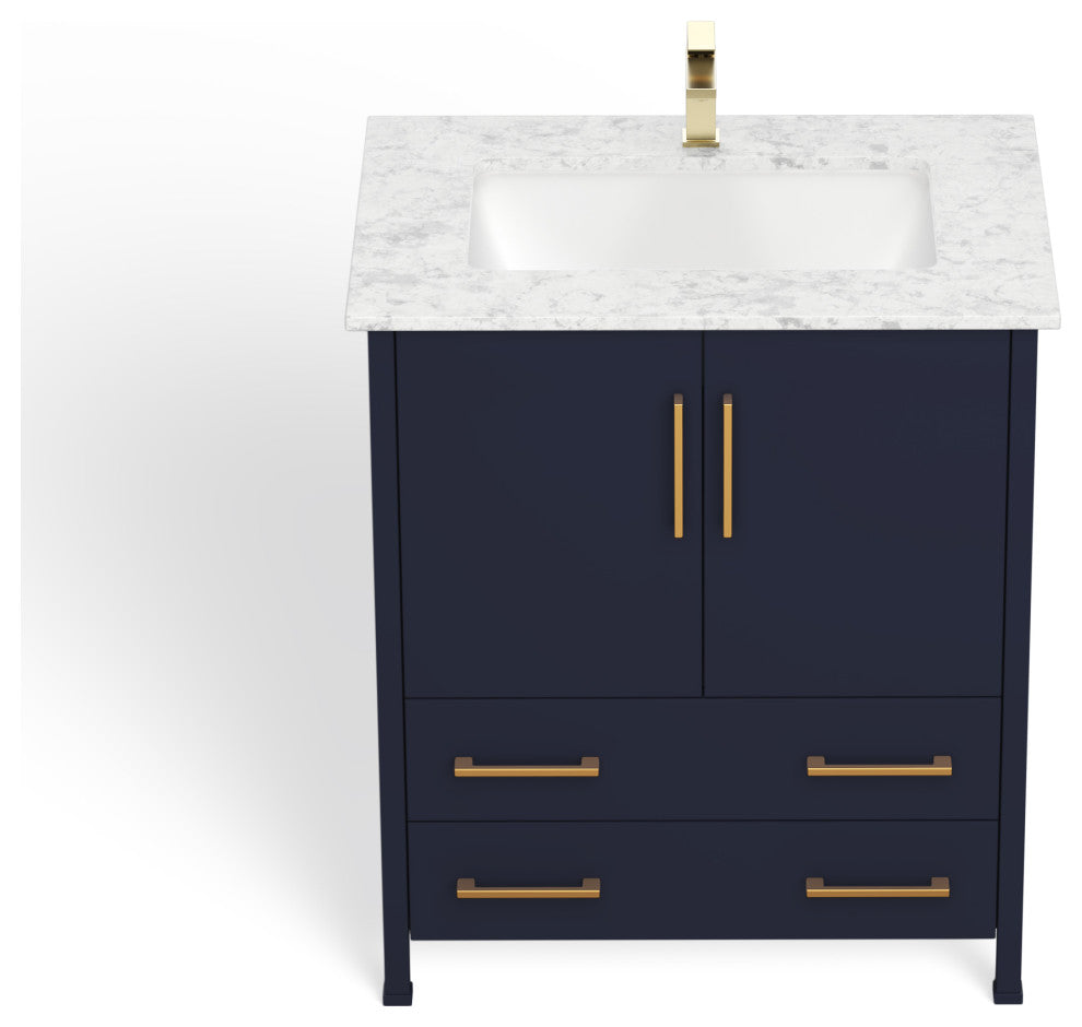 The Honor Bathroom Vanity, Gold, 30", Single Sink, Freestanding