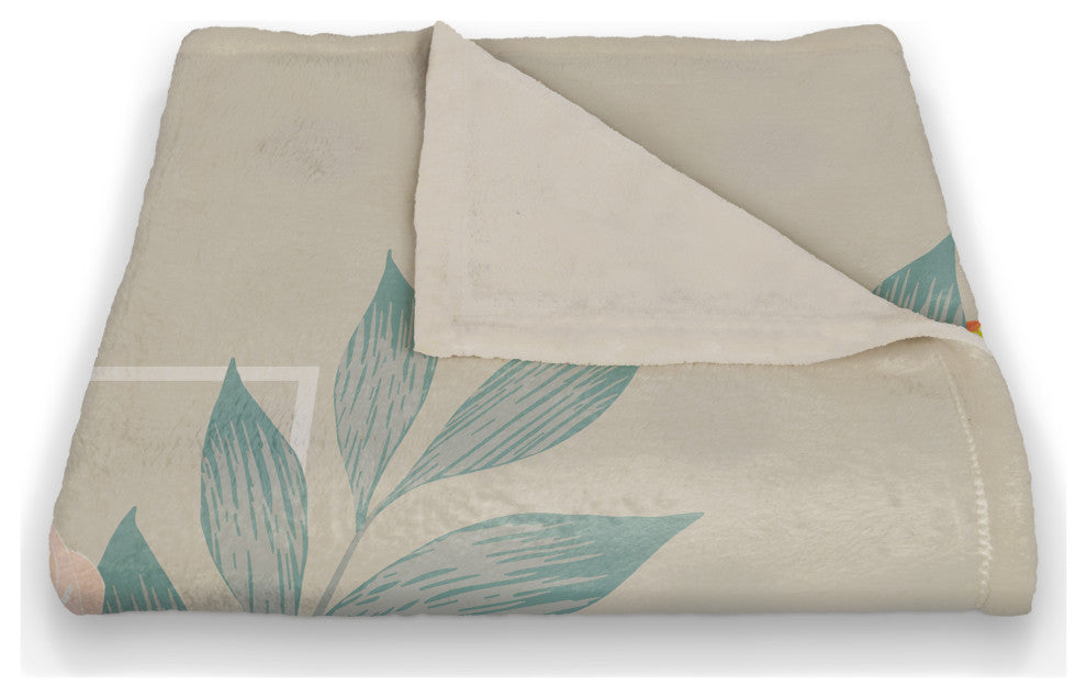 Orange Floral 50x60 Coral Fleece Blanket