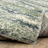 Greer Modern Distressed Stripe Blue/ Green Area Rug, 3'10" x 5'5"