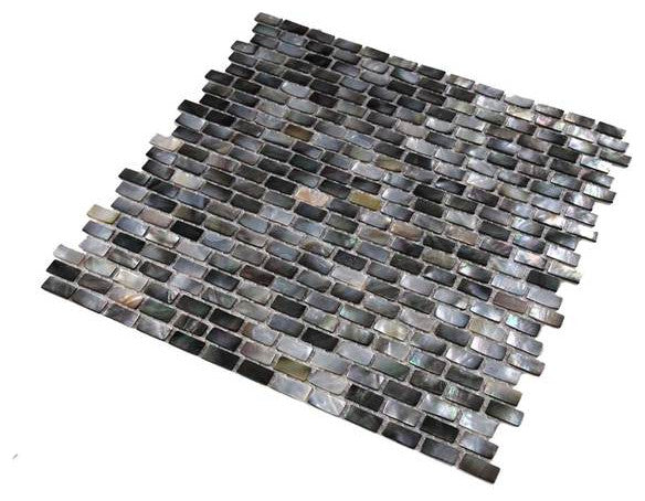 Tahitian Black Pearls Tile, Pearl Black Mini Brick, Platinum Mosaics