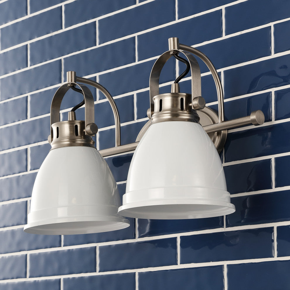 Phineas Light Farmhouse Bohemian Iron LED Vanity, White, 2-Light