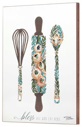 Floral Baking Tools Bless, Wall Plaque