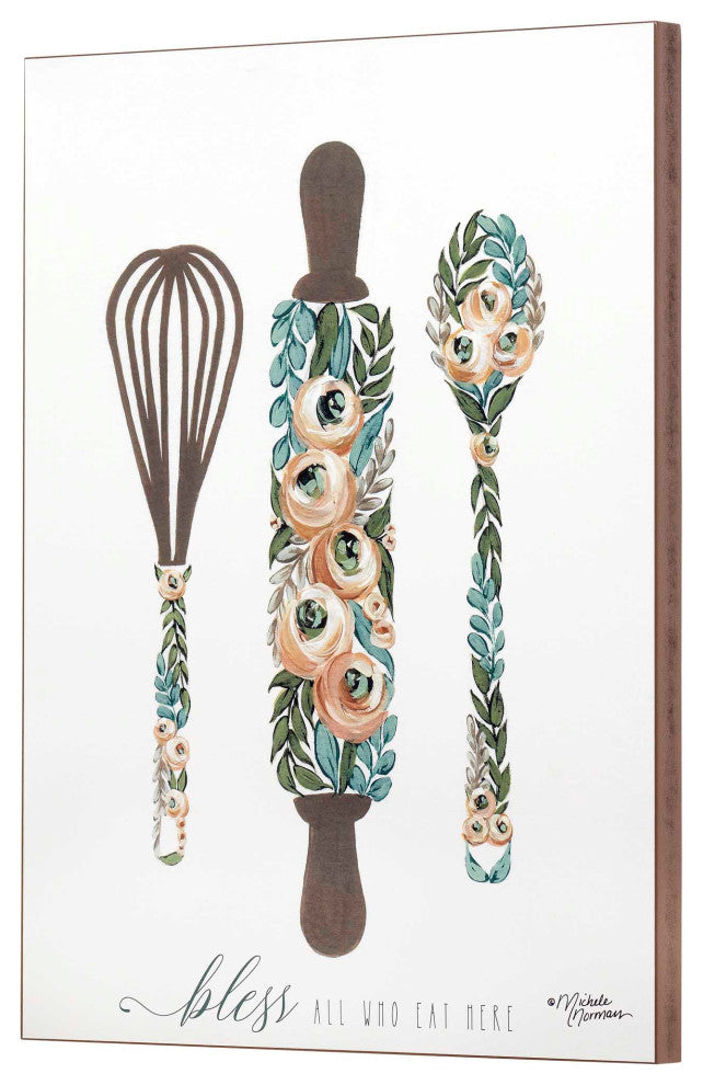 Floral Baking Tools Bless, Wall Plaque