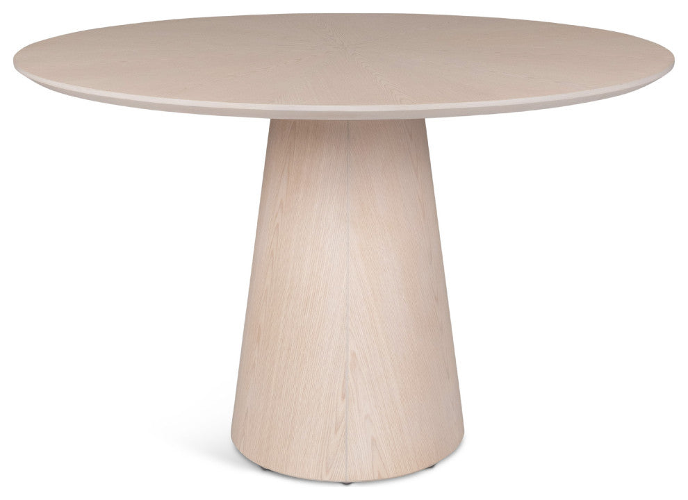 Modern Brazilian Mona Wooden Top Round Dining Table Nevoa