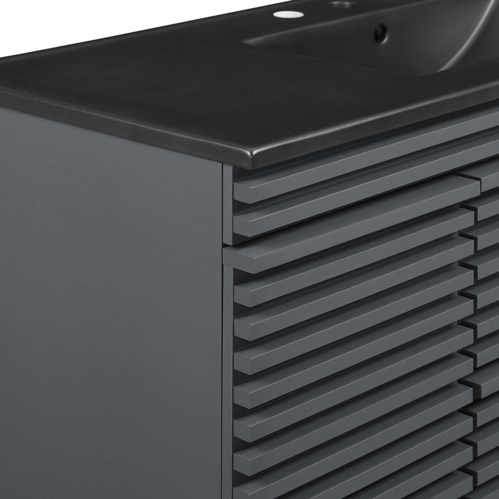 Render 48" Wall-Mount Bathroom Vanity, Gray Black