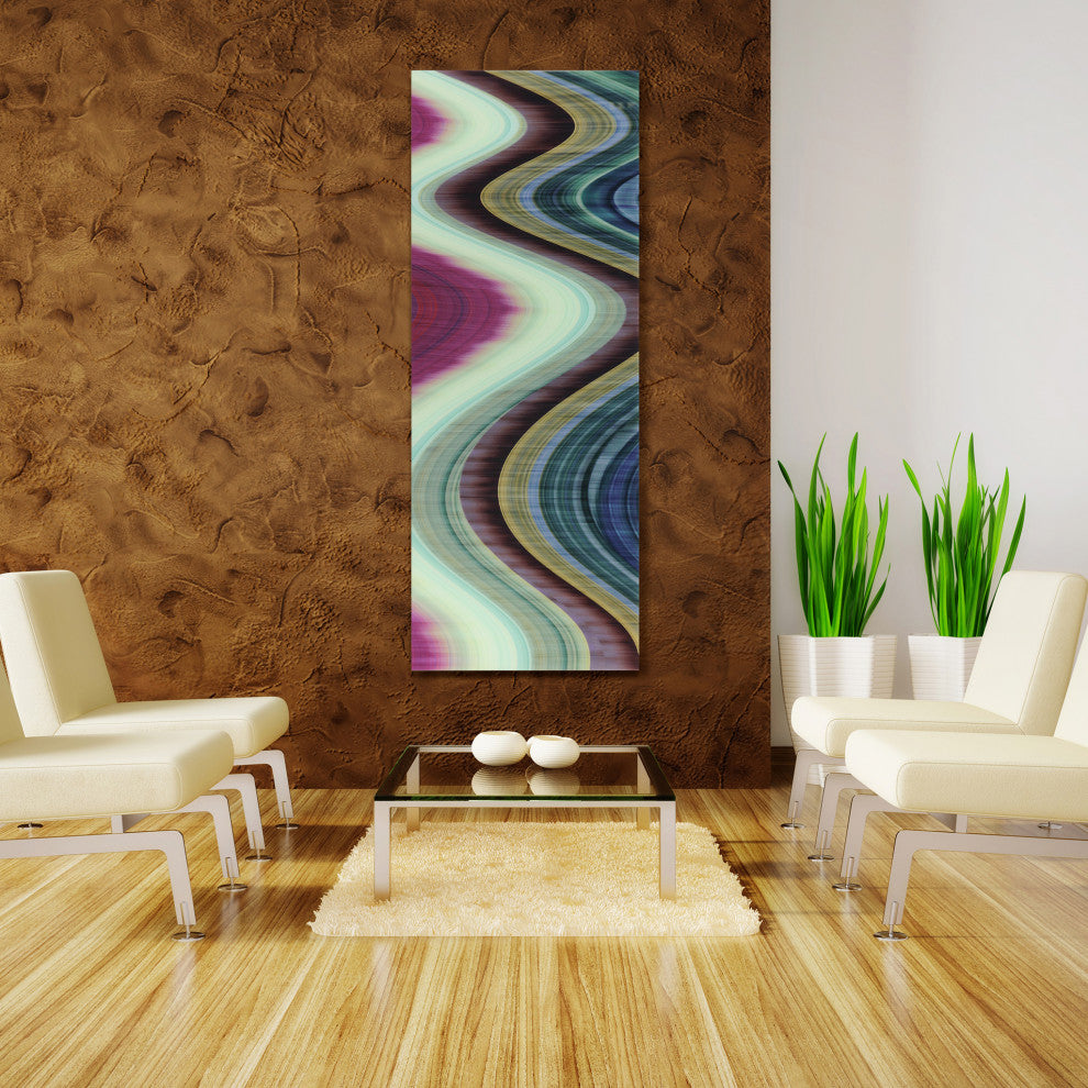 "Rumba 1" Abstract Wall Art on Frameless Free Floating Tempered Glass 63x24