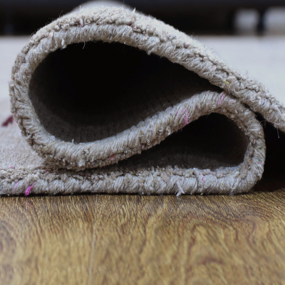 Hand Knotted Loom Silk Mix Area Rugs Contemporary Beige