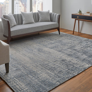 Kinton Modern Abstract, Blue/Ivory/Gray, 10'x14' Area Rug