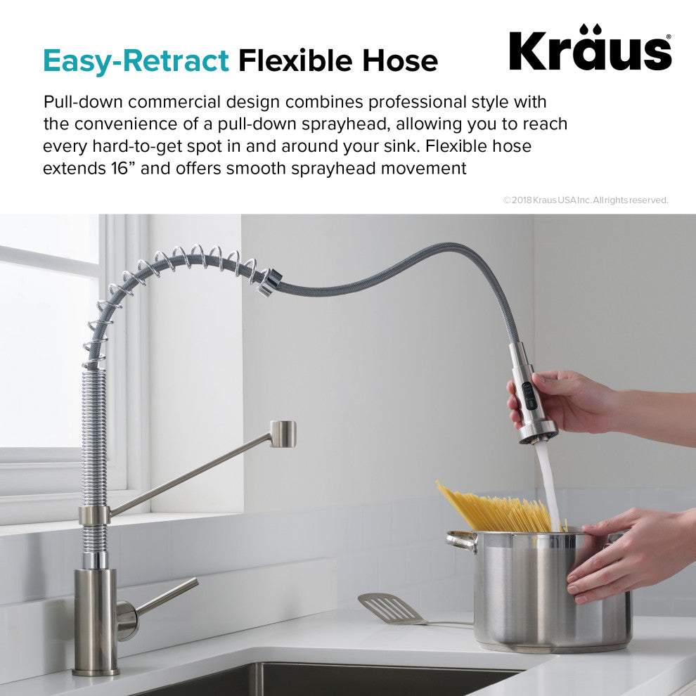 24" Undermount Stainless Steel Kitchen Sink, Pull-Down Faucet SSCH w Dispenser